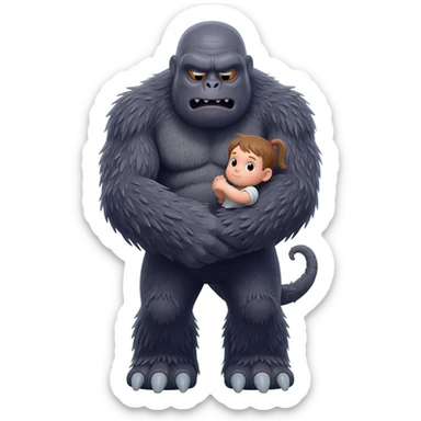 a full view of Giant monster  with something small sticker