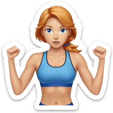 Strawberry Blonde woman with blue eyes exercising sticker
