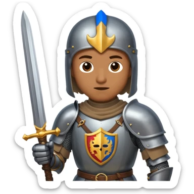 knight stinting with sword in his front   sticker