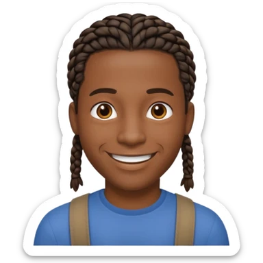 Hazme un emoji de un hombre negro con trenzas cortas sticker