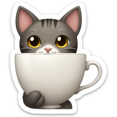 Cute cat holding a coffee cup sticker
