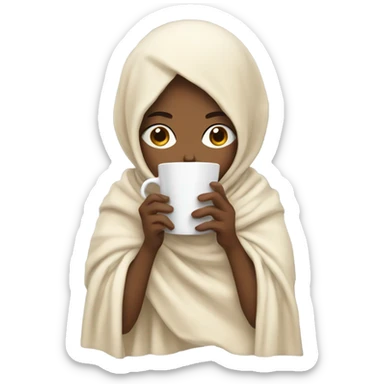 Light girl inside a blanket sipping coffee eyes closed sticker