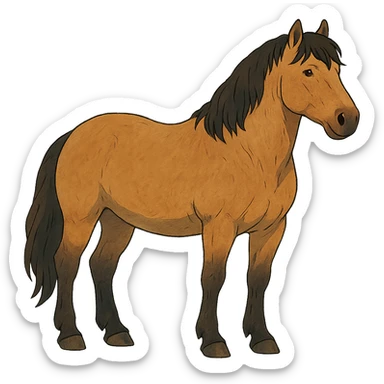 ghibli style Bashkir horse sticker