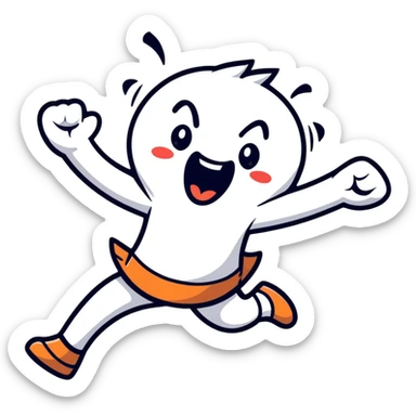 over-the-top ecstatic character, maximum excitement, screaming at the top of their lungs, jumping with joy, completely uncontained enthusiasm sticker