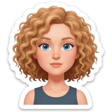 Please the hair more curly! And a little bit lighter, and blue eyes. sticker