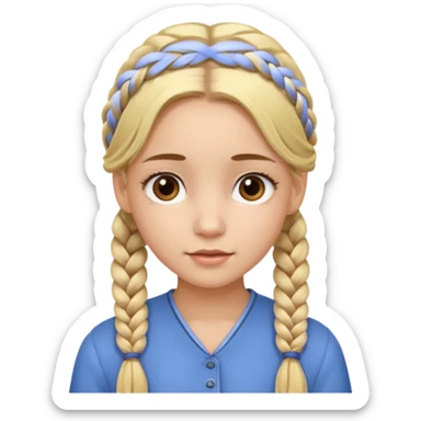 Girl with blonde hair and 2 braids. Brown eyes.  sticker