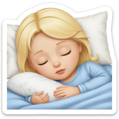 Blonde baby girl in bed sleeping  sticker
