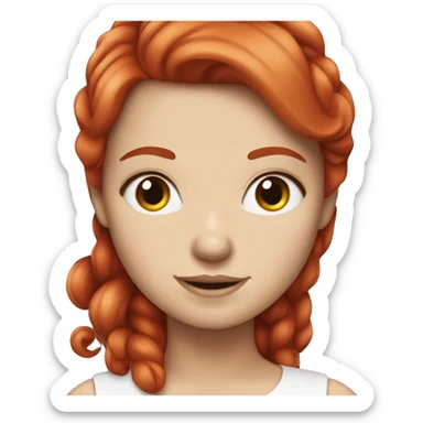 White girl with cherry red hair sticker