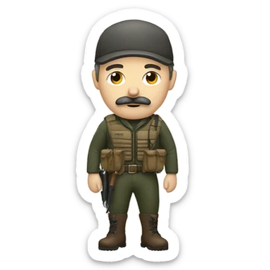 White guy with black mustache wearing hunting gear  sticker