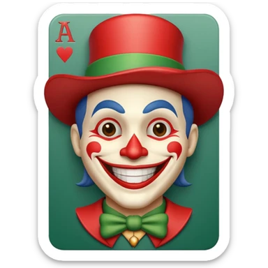 poker card with a jolly joker sticker