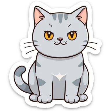 a British shorthair with a thumbsup  sticker
