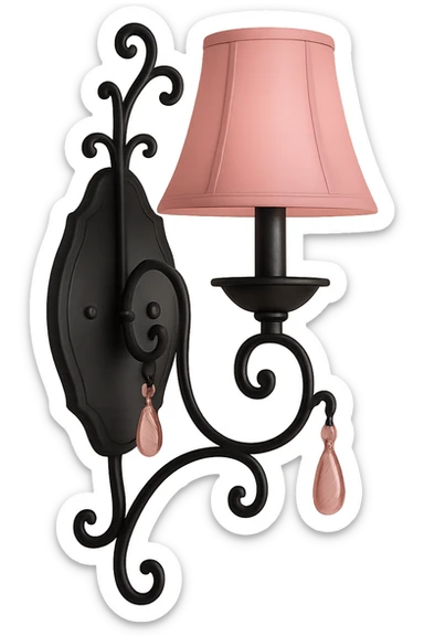 black and pink decorative wall sconce sticker