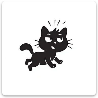 hand-drawn doodle of a cat attacking, sketchy lines, simple and fun sticker