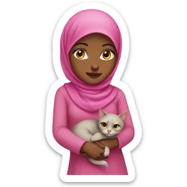 Muslim girl with pink cat sticker