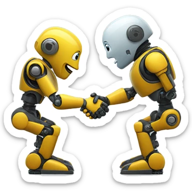 robots shaking hands sticker
