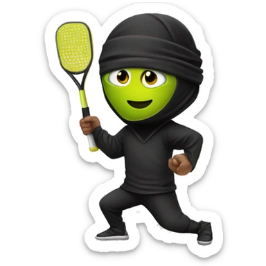 Ninja wearing black playing pickleball sticker