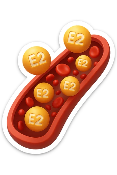 EMOJI STILE IPHONE 3D DI particelle di ormoni estrogeni che circolano in una vena umana sticker