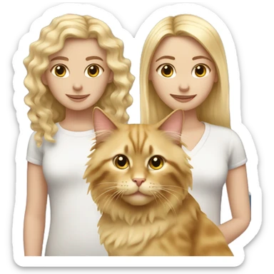 A girl with a ragdoll cat and the girl has blonde wavy hair  sticker
