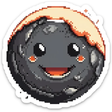 smoky volcanic planet with wispy clouds and a cute smiling face sticker