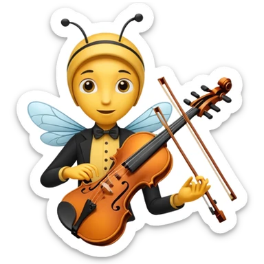 violin player bee sticker