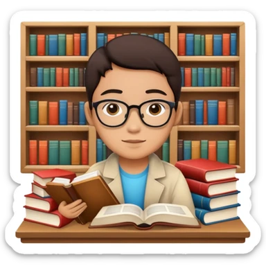 Indonesian student with books studying sticker