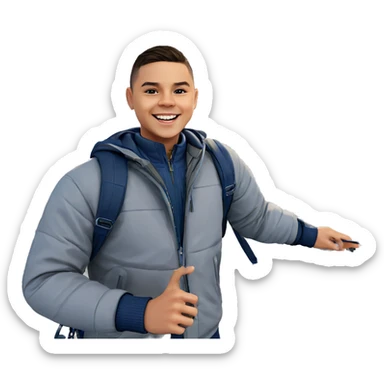 smiling boy with jacket outdoors sticker