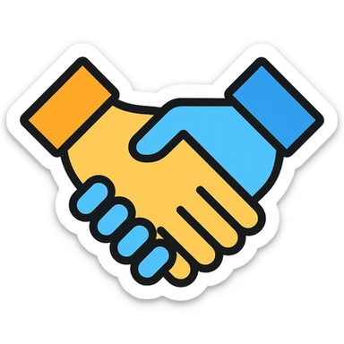 handshake icon with color and black outlines sticker