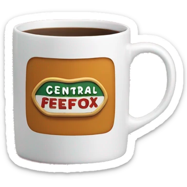 Mug with ‘central perk’ writing sticker