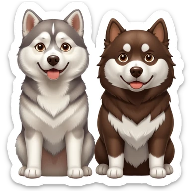 Husky dog next to chocolate lab dog sticker