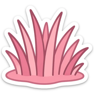 flat toon style patch of pink grass with simple shapes sticker