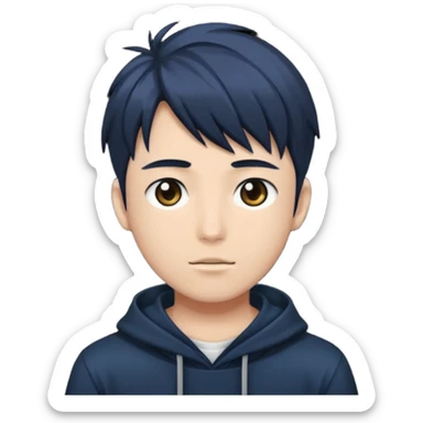 A dark anime-style illustration of a young man sticker