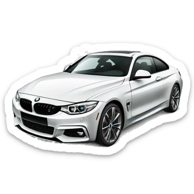 white bmw 4 with plates KLI 3878G sticker