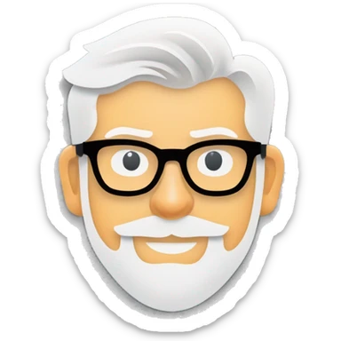 White male, mid 40, with blond / gray hairs. A bit of beard. Glasses. face is oval.  sticker