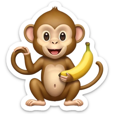 a monkey with a banana in its mouth sticker