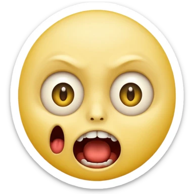 horror emoji face, wide eyes, mouth open in fear, pale yellow face sticker