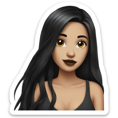 Beautiful girl with white skin, long black hair and tattoos sticker