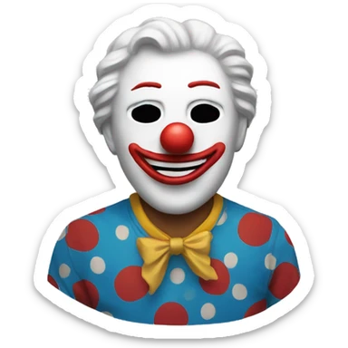 Man taking off clown mask sticker