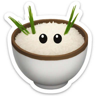 bowl of rice with the discord :eyes: emoji over it sticker
