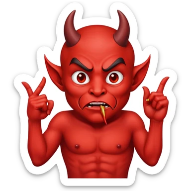 devil character making a be quiet gesture, finger to lips sticker