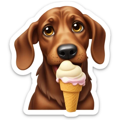 teckel eating ice cream sticker