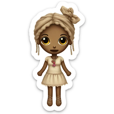 cute girly voodoo doll tan sticker