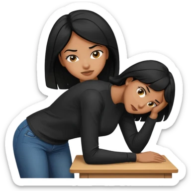 Black hair woman bent over sticker