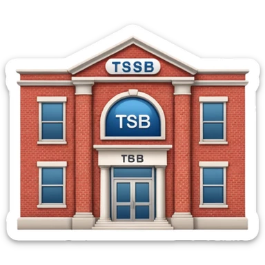 A bank with red building and labeled "TSB" on the building sticker