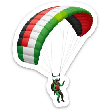 a paraglider flying a palestinian flag wing, respect scrupulously the correct shapes and colours of the palestinian flag, try again sticker