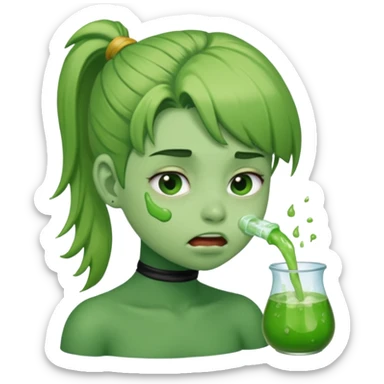 I want to have the puke emoji but with a pony tail, like Ariana Grande sticker