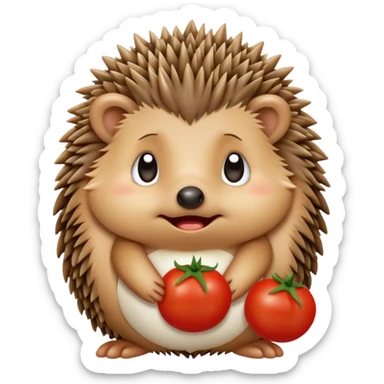 hedgehog crying with tomatoes sticker