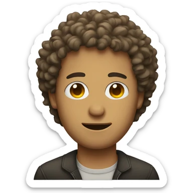 Man with curly hair covering eyes sticker