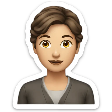 teacher brown hair young woman sticker