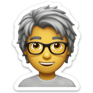 un niño con gafas grises con el  pelo negro sticker