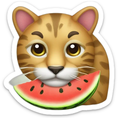 big cat eating watermelon sticker